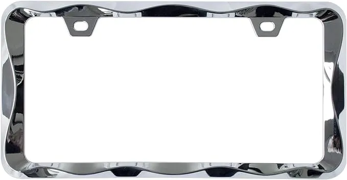 3D Wave Pattern Chrome License Plate Frame